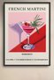 French Martini Cocktail Recipe Pink Red Framed Painting Cocktail Poster Bar Kitchen Decor Kok12 - 2