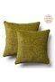 Green Plain Chenille Textured 2-Piece Throw Pillow Cover Set with Piping Detail