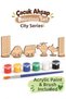 6-Piece Wooden Painting Figures City Series Educational Hobby Set with Acrylic Paints and Brush Gift