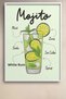 Mojito Cocktail Recipe Illustration Framed Painting Cocktail Poster Bar Kitchen Decor Kok10 - 2