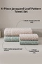 4-Piece Leaf Jacquard Bath Set |   2 Pieces of 70X140 cm Bath Towels, 2 Pieces of 50X90 Hand, Face, and Hair Towels |   100% Cotton - 6