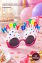 10 Pieces Happy Birthday Party Glasses – White Fuchsia Design Plastic Birthday Accessory, Celebration Mask Party Glasses