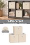 3-Piece In-Cabinet Organizer - Toy and Clothing Storage Shelf Organizer Basket 30X30X30 cm Beige