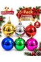 Set of 6 Silver Red Gold Mixed Christmas Tree Ornaments 5 cm – 3 Matte 3 Shiny Gold Color Pine Tree Ornament Balls Set Christmas Tree Ornament