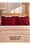 İnci Vintage 2 Pieces Burgundy Ruffled Pillowcase - 3
