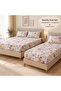 Family Size 2-Piece Floral Economical Elastic Sheet Set - 1 King Size, 1 Single Size + 3 Pillowcases