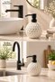 Perla Textured Round Liquid Soap Dispenser with Black Pump, Decorative Bathroom and Kitchen Soap Dispenser - 3