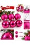 Set of 6 Khaki, Purple, Gold, Navy Blue, Blue, Fuchsia, Burgundy and Red Christmas Tree Ornaments 6 cm – Set of 3 Matte and 3 Shiny Pine Tree Ornament Balls Christmas Tree Ornament Ball Set - 6