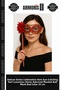 Delux Series Celebration Item Eye-Catching Piece Luxury Stone-Adorned Handle Masquerade Mask Red Color 35 cm