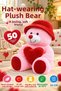 50 cm Plush Teddy Bear with Hat and Heart Pink Red Hat Soft Toy Bear with Children's Room Decoration