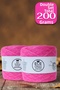 Quadpink, Pink Colored Three-Strand Angora and Pink Glitter Mixed Braided Rope Set (Total 200 Gr.)