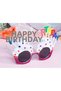 10 Pieces Happy Birthday Party Glasses – White Fuchsia Design Plastic Birthday Accessory, Celebration Mask Party Glasses - 2