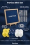 Yellow Navy Blue Fan Decoration Mini Set Dark Blue Felt Writing Board Stand Balloon Chain Fan Birthday Set - 2