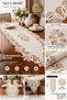 French Lace Tulip Pattern Linen Gardenia Luxury Runner 60X130 cm and Console Cover 40X110 cm