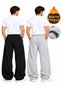 2 Pieces of Men's Winter Lined Sweatpants (Black-Grey) - 2 Pieces of Sweatpants Will Be Delivered - Loose Fit with Oversized Side Pockets - 3