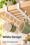 White Metal 10-Hook Plastic Cup Holder with Hooks, Cup Hanger with Hooks for Inside the Cabinet