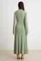 Green Waist Tie Detailed A-Line/A-Line Bell Form Maxi Knitted Dress Tpraw27El00020 - 4