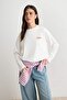 Ekru Pamuklu Sırt Baskılı Oversize Bisiklet Yaka Örme T-Shirt TWOAW27TS00064 TWOAW27TS00064 - 2