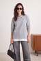 Gray Melange Oversize/Wide Cut Stand Collar Chinese Buttoned Knitted Hijab Sweatshirt Tctaw27Tw00002 - 2