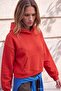 Wardrobe Essentials Kırmızı Kalın İçi Polarlı Kapüşonlu Oversize Crop Örme Sweatshirt TWOAW27SW00141 - 4