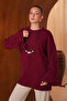Women's Crew Neck Sleeve Detailed Lace-Up Oversize Bearded Knitwear Tunic 8426 - 4