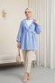 Ruffled, Lace-Up Front, Above-Knee Crinkle Elastic Kimono - Blue - 3