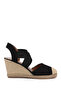 Women's Black Suede Wedge Heel Cross Elastic Bands Sandals