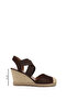 Women's Brown Suede Wedge Heel with Cross Elastic Bands Sandals - 2