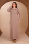 Women's Polo Collar Button Detailed Ribbed Long Knitwear Dress 8515 - 7