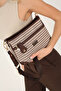 Coffee Yellow - Brown Plaid Line Square Women's Crossbody Bag Sp1160 - 3