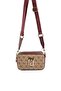 Dark Beige - Claret Red Monogram Women's Crossbody Bag Sp1078