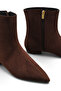 Women's Pointed Toe Low Heel Zippered Faux Leather Suede Casual Office and Winter Boots