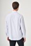 White-Blue Hard Collar Long Sleeve Pocket Comfort Fit Cotton Shirt 1004260223 - 5