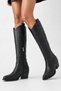 Embroidered Zipper Detailed Western Long Women's Cowboy Boots Black