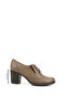 Women's Mink Antique Laced Medium Thick Heeled Genuine Leather Oxford Shoes - 2