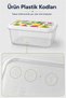 Set of 3 850 ml Rectangular Storage Containers, Fruit Patterned Transparent Stackable Food Container - 6
