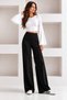 Women's Black High Waist Recovery Front Ribbed Wide Fit Wide Leg Modal Fabric Leggings Pants - 4