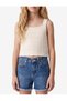 Cotton U-Neck Strap Openwork Crop Tank Top - 2