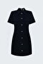 Short Sleeve Mini Dress - Navy Blue - 3