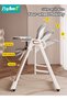 Baby High Chair For Toddlers, Convertible Toddler Dining Chair with Rocking Chair, Adjustable Baby Feeding Chair with Removable Double Tray, Wheels, 5 Point Safety Belt, PU Cushion, for Infants and To - 5