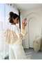 Romantic Korean Slim Fit Pantsuit with Pearl Brode Workmanship Geometric Lace Elegant Vest Buttoned Jacket Zippered Slim Fit Pants Raw Linen Bohemian Suit - 7