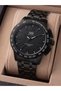 Men's Black Metal Cord Black Dial 5 Bar Wristwatch 2 Year Warranty