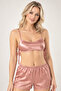 Women's Satin Shorts Pajama Set - Strap and Bralet Model Stylish Home Wear - 3