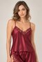 Women's Satin Shorts Stylish Pajama Set with Lace Detail and Straps - 3