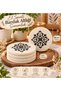 Handmade Painted Black Coaster Set Models, Presentation Holder, Special Design No2 - 4