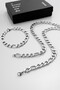 9mm Steel Chain Necklace and Bracelet Set Ka1092Gm - 6