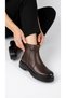 Women's Boots Genuine Leather Laceless Double Zipper Metal Buckle Detailed Coarse Toothed Sole Ankle Boots Winter Casual Boots 026-014