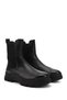 Women's Black Floater Rubber Sole Genuine Leather Chelsea Boots - 5