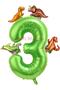 Dinosaur Concept Green Number 3 Years Old Balloon Green Color Dinosaur Age Balloon Flying Helium Number Balloon - 2