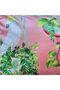 Pastel Pink Background Parrot Patterned Digital Printed Velvet Cushion Cover with Fringes - 6